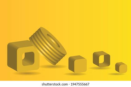 Abstract 3d rounded circles on orange plastel background. Vector illustration.