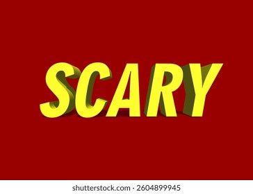 Abstract 3D Scary Text Effect Design Red Background