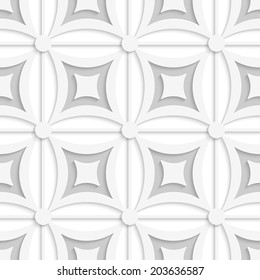 Abstract 3d seamless background. Geometric white and gray pattern with squares and cut out of paper effect. 