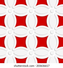 Fondo abstracto 3d sin fisuras. Patrón geométrico blanco con efecto rojo y sin papel. 