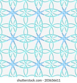 Abstract 3d seamless background. Geometrical pattern with lace ornament and blue with cut out of paper effect. 