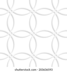 Abstract 3d seamless background. Simple geometrical pattern of intersecting circles with cut out of paper effect. 