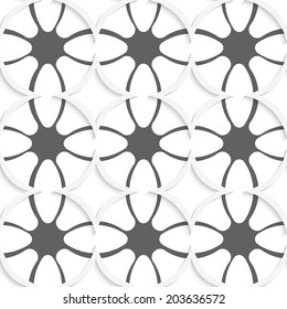Abstract 3d seamless background. White rhombuses cut out o paper with shadow on gray ornament. 
