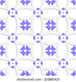 Abstract 3d seamless background. White rhombuses and blue layering with cut out of paper effect. 