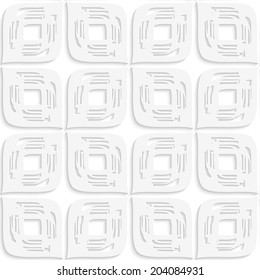 Abstract 3d seamless background. White big leaves perforated with cut out of paper effect. 