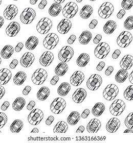 Abstract 3D seamless pattern. Geometric shapes outline monochrome textile ornament. Black and white volumetric rounds, circles background. Minimalistic vector wrapping paper, wallpaper design