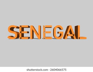 Abstract 3D Senegal Text Effect Design White Background