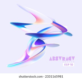 Resumen de forma 3D de formas onduladas iridiscentes. Líneas líquidas coloridas. Elementos de diseño vectorial realistas.