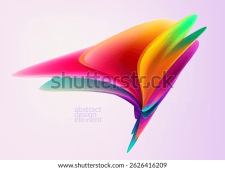 Abstract 3D shape of iridescent wavy forms. Realistic vector design elements.