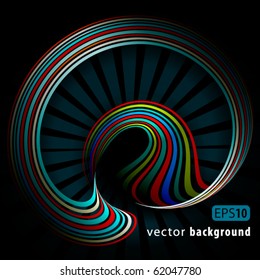 Abstract 3D shape on black. Vector