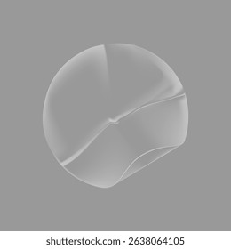 Abstract 3D shape on a gray background. Smooth, curved, and spherical design. Modern and minimalistic, this abstract shape adds a unique touch to any visual project. Sticker vector.