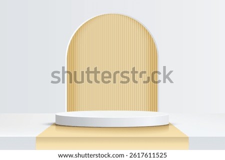 Abstract 3D shape podium on studio background. Pedestal mockup minimal scene empty stage template for presentation product cosmetic, stand, branding, showcase, exhibition, fashion display. Vector
