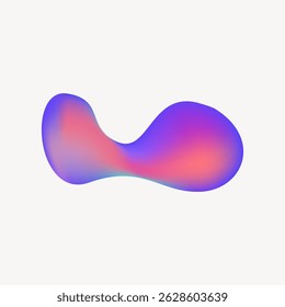 Abstract 3D shape with smooth curves and a gradient of purple, pink, and blue hues. Modern and colorful, this abstract design is visually striking and unique. Abstract graphic vector.