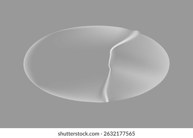 Abstract 3D shape with smooth curves and folds on a gray background. The shape features a unique design with gentle folds and smooth curves, creating an abstract look. Sticker vector.