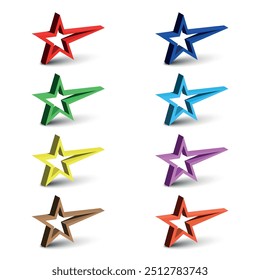 Abstract 3d shapes colorful stars logo emblem and icons