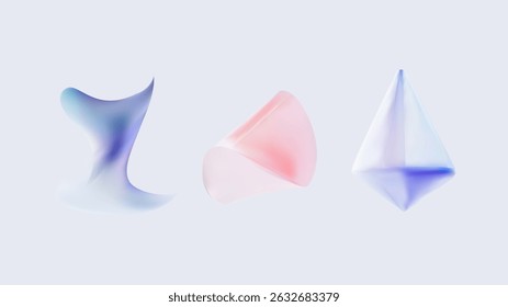 Abstract 3D Shapes Created in Soft, Gentle Colors for a Unique Visual Experience