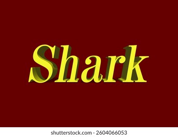 Abstract 3D Shark Text Effect Design Red Background