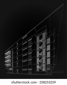 Abstract 3D Sketch of building.
