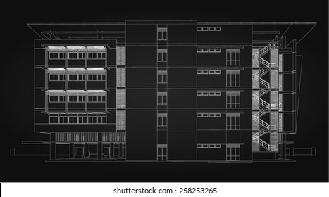 Abstract 3D Sketch of building.