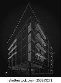 Abstract 3D Sketch of building.