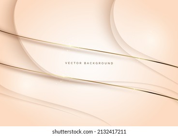 Abstract 3D soft pink luxury geometric diagonal overlapping shiny background with lines golden glowing with copy space for text. Vector illustration