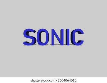 Abstract 3D Sonic Text Effect Design White Background