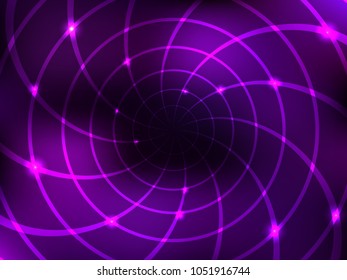 Abstract 3D space background for design. Black hole. Glowing lines. Vector illustration.