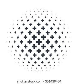 Abstract 3D Sphere with Crosses. Vector illustration.