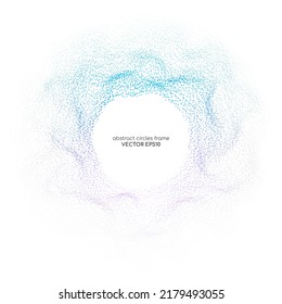 Abstract 3D sphere dot particle light flowing wave blue green gradient isolated on black background. Vector in concept of AI technology, science, music, modern.