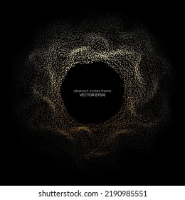 Abstract 3D sphere dot particle light flowing wave gold gradient isolated on black background. Vector in concept of luxury, AI technology, science, music, modern.