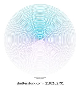 Abstract 3D sphere flowing light lines wave colorful blue purple pink gradient isolated on white background. Vector in concept of AI technology, science, music, modern.