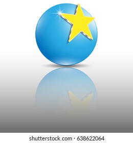 Abstract 3d sphere and golden star. Vector illustration EPS10