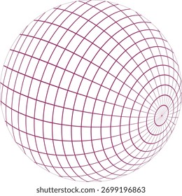 Abstractas esfera 3D con una cuadrícula de líneas y círculos sobre un fondo blanco