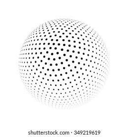 Abstract 3D Sphere with Hexagonal Dots. Futuristic User Interface HUD Design Element. Vector illustration.