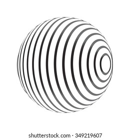 Abstract 3D Sphere with Lines. Futuristic User Interface HUD Design Element. Vector illustration.