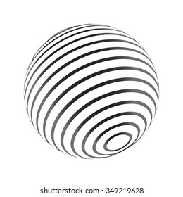 Abstract 3D Sphere with Lines. Futuristic User Interface HUD Design Element. Vector illustration.