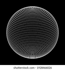 Abstract 3d Sphere Made Of Dots. Global Social Network. Internet And Technology. Geometry Math Vector Illustration.