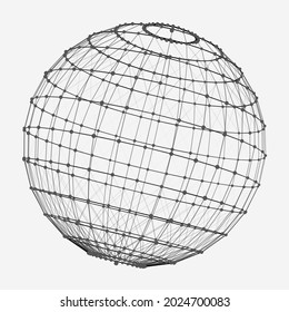 Abstract 3d sphere made of dots. Global social network. Internet and technology. Geometry math vector illustration.