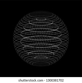Abstract 3d sphere made of points. Vector illustration in futuristic high tech style.