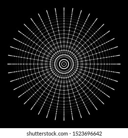 Abstract 3d sphere made of points. Abstract globe grid on dark background. Sphere particles.
