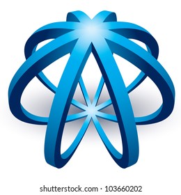 Abstract 3D sphere made of rings, creative vector abstract icon.