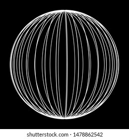 Abstract 3D sphere of multiple lines. Globe or ball. Digital technology. Illustration in space style. Futuristic vector illustration.
