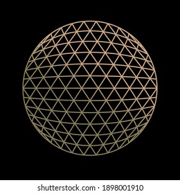 abstract 3d sphere on black. Ball of triangles. Shiny geometric vector illustration. 