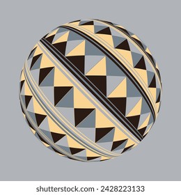 Abstrakte 3D-Kugel mit Ring aus Diamantmuster in Silber- und Goldtönen