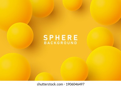 Abstract 3d sphere shape yellow background