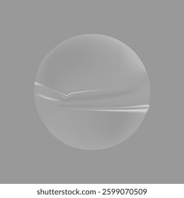 Abstract 3D sphere with smooth, curved lines on a gray background. Minimalist design featuring a translucent, spherical shape with gentle curves and lines. Minimal vector design.