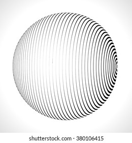 Abstract 3D Sphere with Stripes, lines. Vector illustration. 