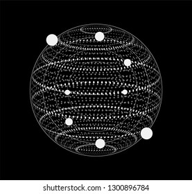 Abstract 3d sphere. Vector illustration in futuristic high tech style.