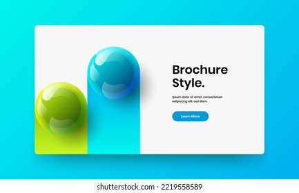 Abstract 3D spheres annual report template. Isolated presentation vector design layout.