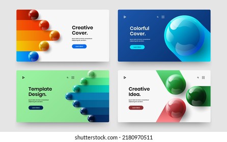 Abstract 3D spheres banner concept set. Isolated presentation design vector template collection.